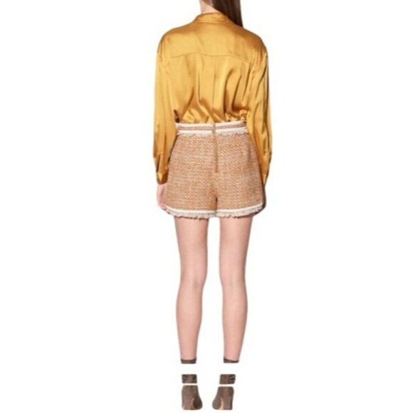 Walter Baker Set Laken Sz 10 Gingham Shorts & XL Jacket Honey Tweed Boucle NWT - Picture 8 of 10